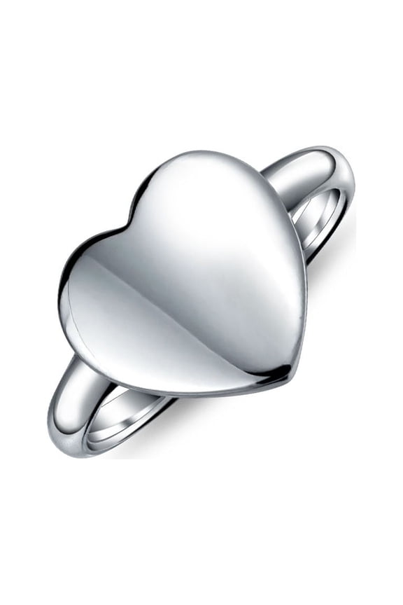 Womens Personalized Ring with Heart Shape Blank for Initial Monogram Sterling Silver