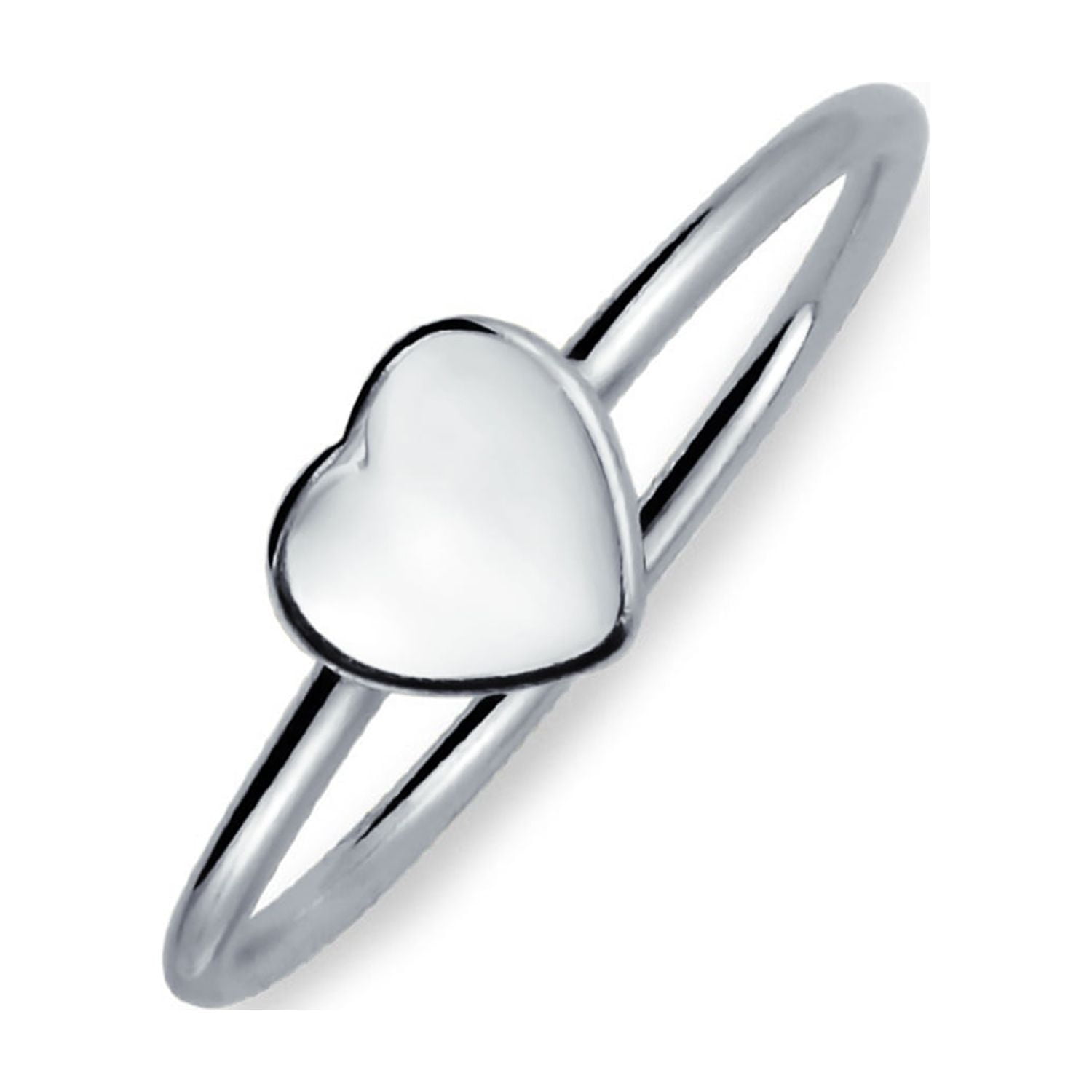 LANDA JEWEL Ladies Sterling Silver Heart Signet Ring - Medium Weight, Polished Finish, 8x11mm, Size 5, Gift Box