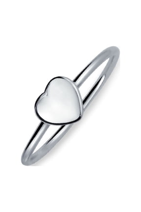 Womens Tiny Blank Heart Shape Initial Monogram Signet Ring .925 Sterling Silver