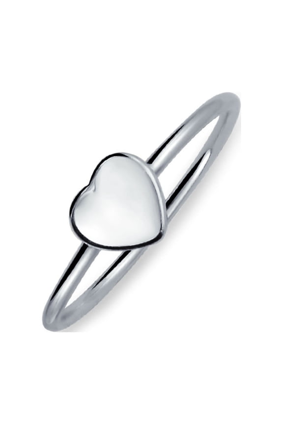 Womens Tiny Blank Heart Shape for Initial Monogram Signet Ring .925 Sterling Silver