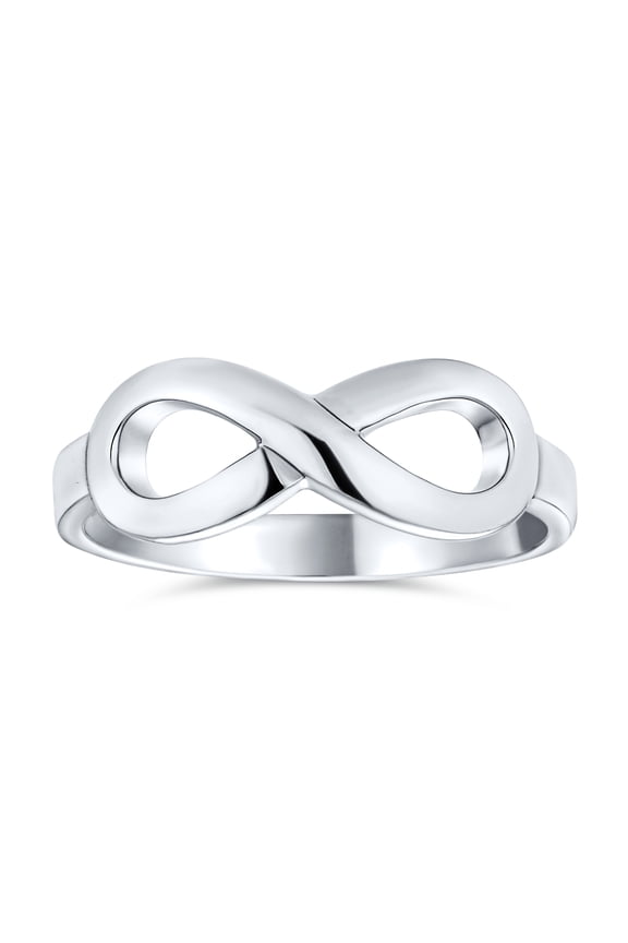 Womens Simple Best Friends Infinity Silver Ring with Love Knot Symbol Sterling