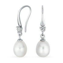 Bling Jewelry Womens Bridal White Pear Freshwater Pearl Teardrop Dangle Earrings Sterling Silver