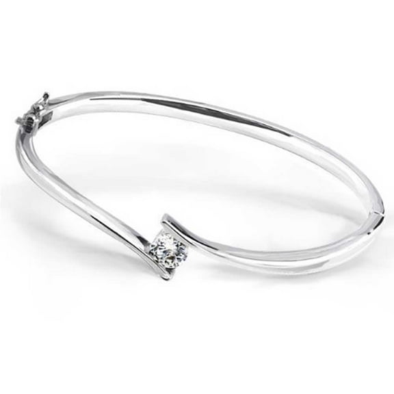 Bling Jewelry Womens Simple  CZ Bangle Bracelet Sterling Silver with Safety Clasp