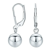 Bling Jewelry Womens Dangling Round Bead Ball Drop Earrings Silver 8MM Leverback
