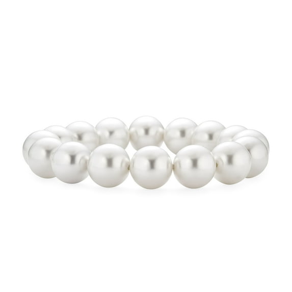 Bling Jewelry Womens Simple Fashion Stackable Bead Simulated Pearl Stretch Bracelet Large 12MM