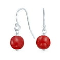 thumbnail image 1 of Bling Jewelry Womens Simple Gemstone 8MM Bead Drop Ball Earrings Sterling Silver Birthstones Colors, 1 of 5