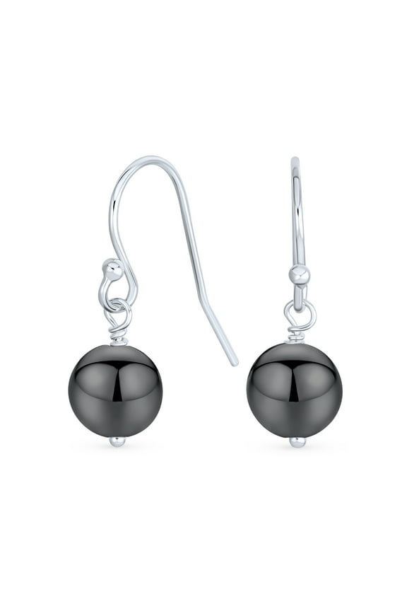 Womens Simple Gemstone 8MM Bead Drop Ball Earrings Sterling Silver Birthstones Colors