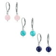 thumbnail image 1 of Bling Jewelry Womens Set of 3 Lapis Lazuli Turquoise Quartz 8MM Drop Ball Earring, 1 of 4