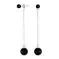 thumbnail image 1 of Bling Jewelry Womens Simple Gemstone Dangle Earrings with Black Onyx or Green Jade in Sterling Silver, 1 of 4