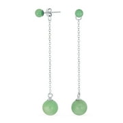 BLING JEWELRY Womens Simple Gemstone Dangle Earrings with Black Onyx or Green Jade in Sterling Silver