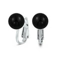 thumbnail image 1 of Bling Jewelry Womens Simple Gemstone Round Bead Clip-On Earrings Non-Piercing Sterling Silver 8MM, 1 of 5