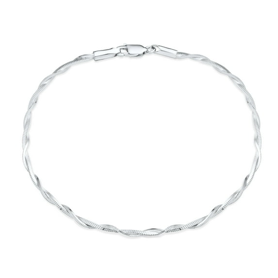 Bling Jewelry Womens Simple Interlocking Double Box Chain Anklet Ankle Bracelet Sterling Silver 9Inch
