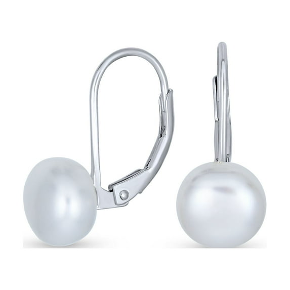 Bling Jewelry Womens Simple Iridescent Peacock Freshwater Pearl Drop Ball Earrings in Sterling Silver