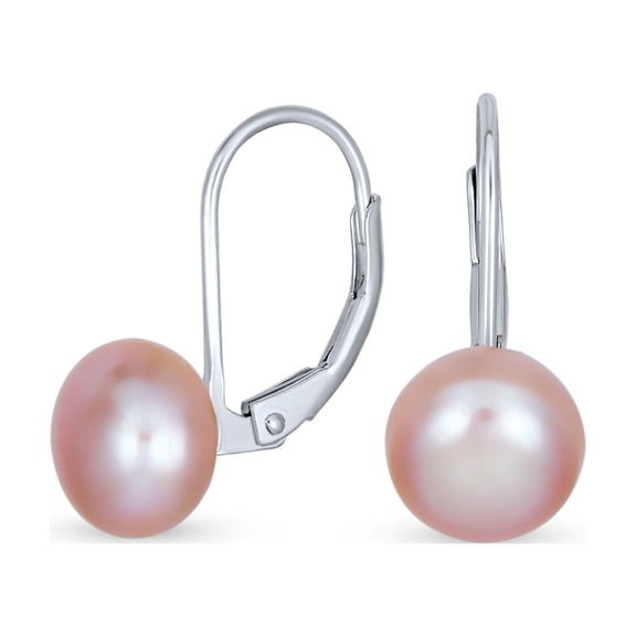 Bling Jewelry Womens Simple Iridescent Peacock Freshwater Pearl Drop Ball Earrings in Sterling Silver