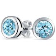 thumbnail image 1 of Bling Jewelry Womens Simple Martini Bezel Set CZ Stud Earrings Rose Gold Sterling Silver 5-9MM, 1 of 6