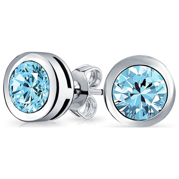 Bling Jewelry Womens Simple Martini Bezel Set CZ Stud Earrings Rose Gold Sterling Silver 5-9MM