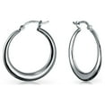 thumbnail image 1 of Bling Jewelry Womens Crescent Tube Hollow Hoop Earrings Sterling Silver Hinged Notched Post 1.25 Inch, 1 of 5