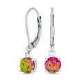 thumbnail image 1 of Bling Jewelry Womens Simple Solitaire Pink Created Opal Dangle Gemstone Earrings in Sterling Silver, 1 of 5