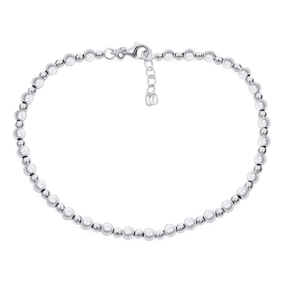 Bling Jewelry Womens Simple Sterling Silver Ball Beads Anklet Ankle Bracelet 9-10 Inch