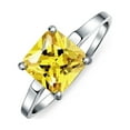 thumbnail image 1 of Bling Jewelry Womens Yellow 3CT Princess Cut CZ Solitaire Engagement Ring Thin Band Sterling Silver, 1 of 4