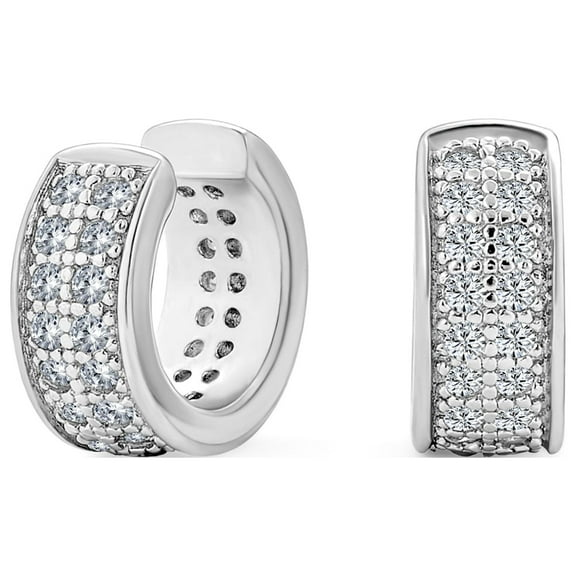 Bling Jewelry Womens Minimalist Pave CZ Band Cartilage Ear Cuffs Clip Wrap Earrings Sterling Silver