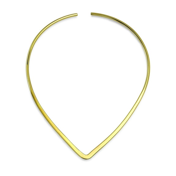 Bling Jewelry Womens Slender V Shape Choker Necklace for Teens 14K Yellow Gold Plated Modern Style
