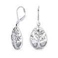 thumbnail image 1 of Bling Jewelry Womens Small Round Circle Family Tree Dangle Earrings  Sterling Silver Nature, 1 of 5