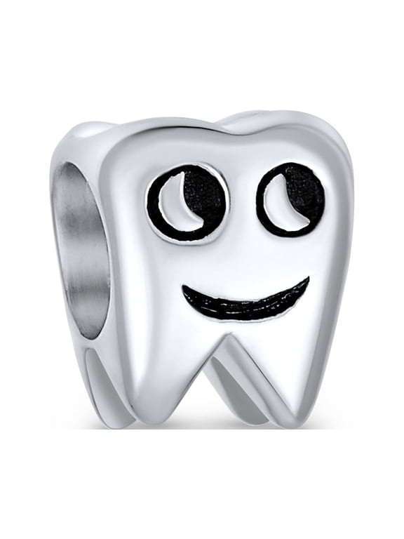 Womens Smiling Tooth Fairy Dentist Charm Bead for Bracelet .925 Sterling Silver