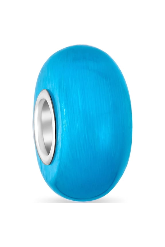 Womens Smooth Opaque Murano Glass Charm Bead for European Bracelets Sterling Silver