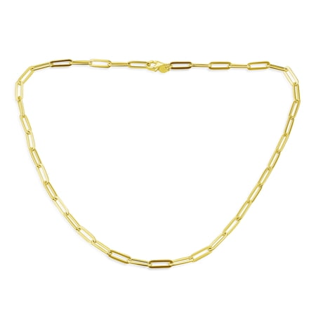 Bling Jewelry Womens Paperclip Link Chain Necklace 14K Gold Over .925 Sterling Silver 18" Nickel-Free