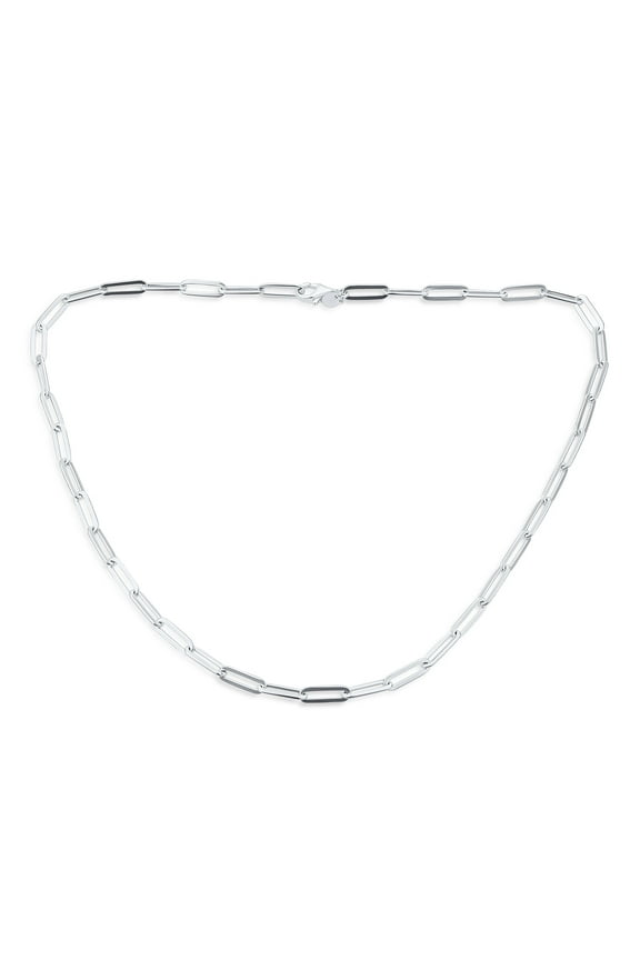 Womens Solid 14K Gold Over Silver Paperclip Link Chain Necklace Italy 14-20 Inch