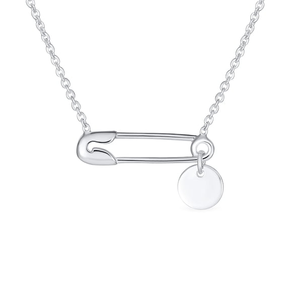 Bling Jewelry Womens Sideways Safety Pin Initial Pendant Necklace for Solidarity Sterling Silver