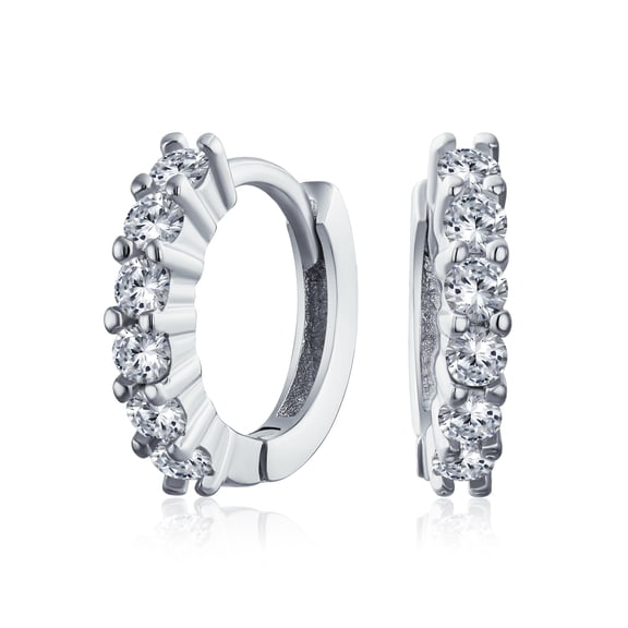 Bling Jewelry Womens Solitaire CZ Hoop Earrings Men Round Cubic Zirconia Rose Gold Sterling Silver