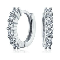 Bling Jewelry Womens Solitaire CZ Hoop Earrings Men Round Cubic Zirconia Rose Gold Sterling Silver