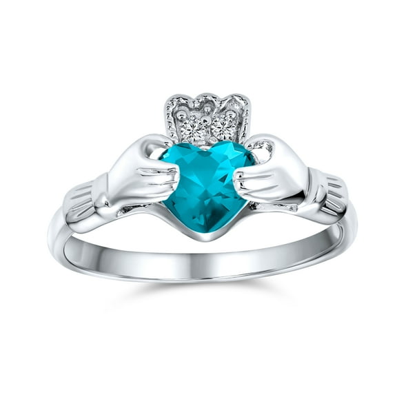 Bling Jewelry Womens Sorority Sister BFF Cocktail Statement Ring CZ Gemstone Claddagh .925 Silver