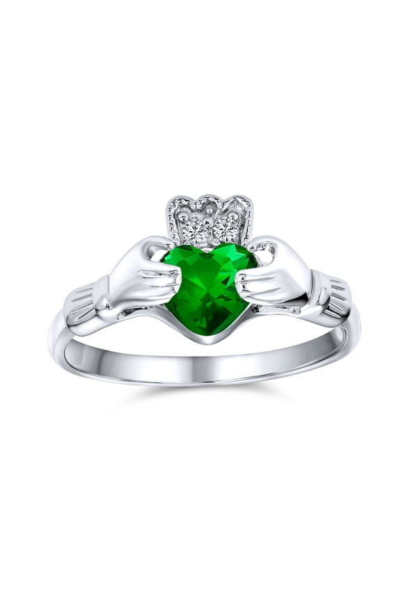 Womens Sorority Sister Friendship CZ Cubic Zirconia Heart Claddagh Ring Sterling Silver