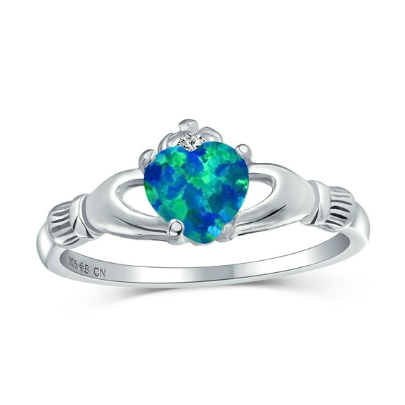 Bling Jewelry Womens Sorority Sister Silver Ring Opal Claddagh Design - Celtic Friendship Jewelry