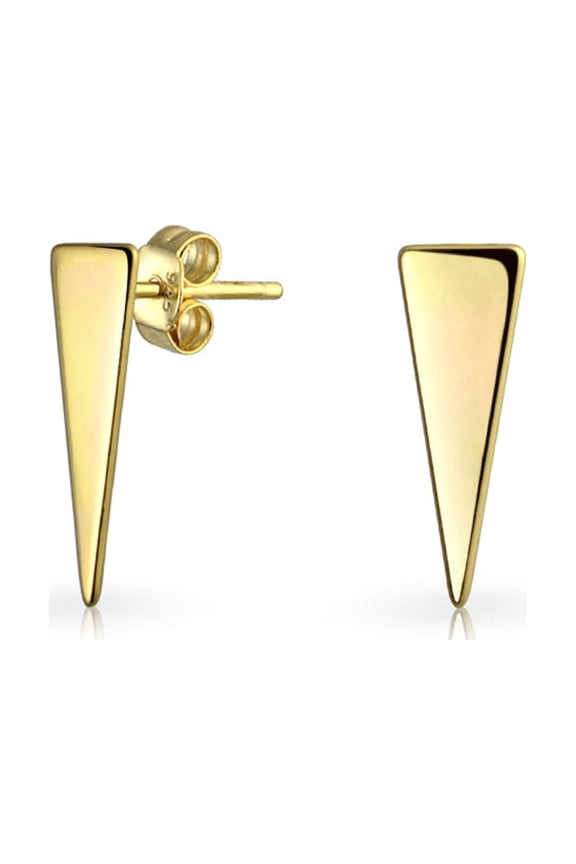 Womens Spike Triangle Arrow Tiny Stud Earrings Gold Plated Sterling Silver