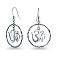 thumbnail image 1 of Bling Jewelry Womens Spiritual Amulet Dangle Earrings with Aum Om Symbol in Sterling Silver, 1 of 5
