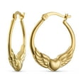 thumbnail image 1 of Bling Jewelry Womens Angel Wing Heart Hoop Huggie Earrings 14K Gold Plated, 1 of 5
