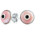 thumbnail image 1 of Bling Jewelry Womens Spiritual Protection Evil Eye Stud Earrings Murano Glass Sterling Silver 9MM, 1 of 4