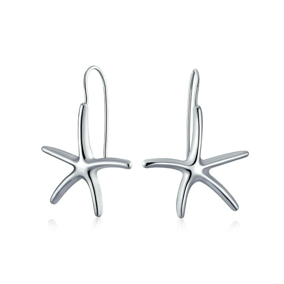 Bling Jewelry Womens Large Starfish Dangle Drop Threader Earrings Fish Hook Wire