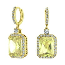Bling Jewelry Womens Statement Fashion Emerald Cut CZ Halo Dangle Chandelier Earrings GoldSilver