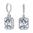 thumbnail image 1 of Bling Jewelry Womens Statement Fashion Emerald Cut CZ Halo Dangle Chandelier Earrings GoldSilver, 1 of 7