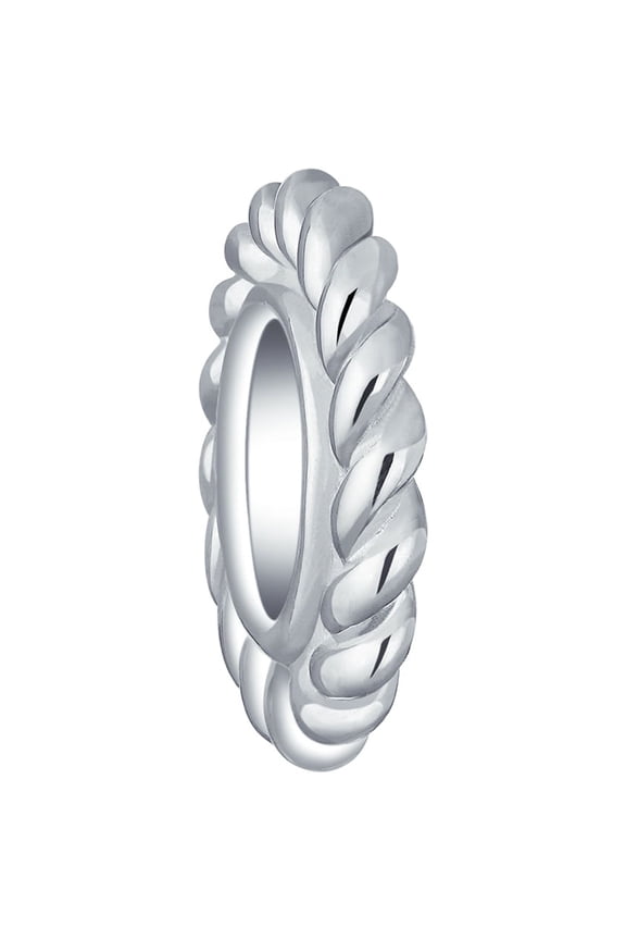 Womens Sterling Silver Charm Bead Simple Twist Rope Cable Spacer for European Bracelet