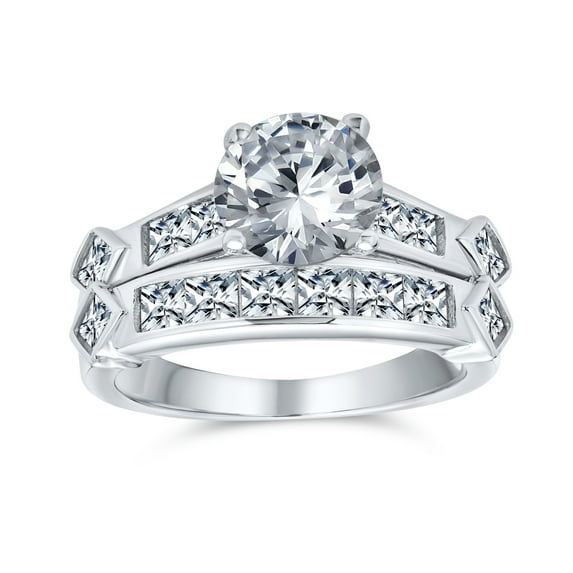 Bling Jewelry Womens Sterling Silver Classic Art Deco CZ Cocktail Statement Ring Vintage Style