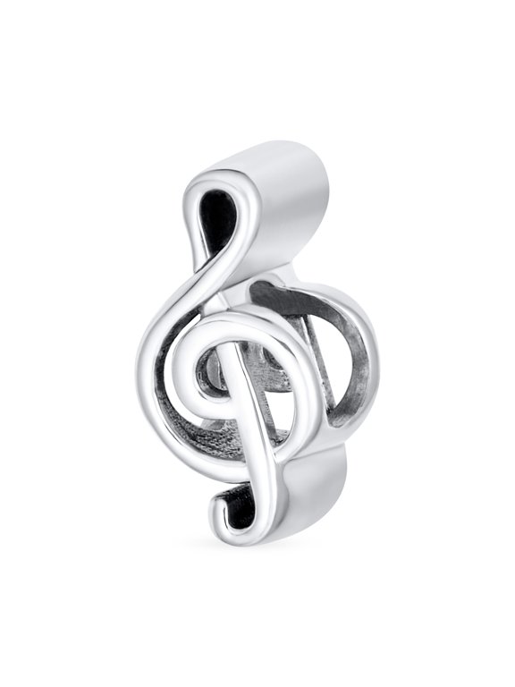 Womens Music Table G Clef Musician Charm Bead for Bracelet .925 Sterling Silver