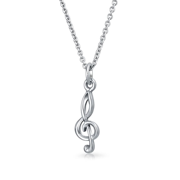 Bling Jewelry Womens Sterling Silver Treble Clef Pendant Necklace for Music Teachers and Students