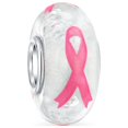 thumbnail image 1 of Bling Jewelry Womens Strength & Hope Pink Ribbon Glass Charm Bead for Breast Cancer Survivor Bracelet, 1 of 4