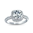 thumbnail image 1 of Bling Jewelry Womens Stunning 3-6CT Radiant Cut Engagement Ring Set, Sterling Silver, CZ Halo Design, 1 of 7